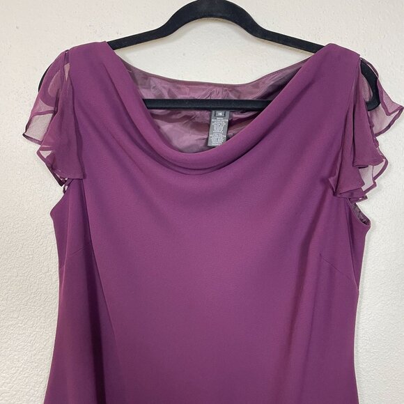 Jones Wear Dress 16 Plum Cowl Neck 90s Y2K Tiered Fairy Whimsi Gown - Picture 6 of 10